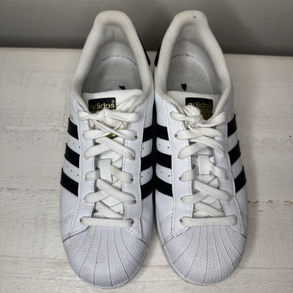 Adidas Originals Superstar Low Top Sneakers Shoes White Black Size Women 6/Men 5 - Picture 3 of 10